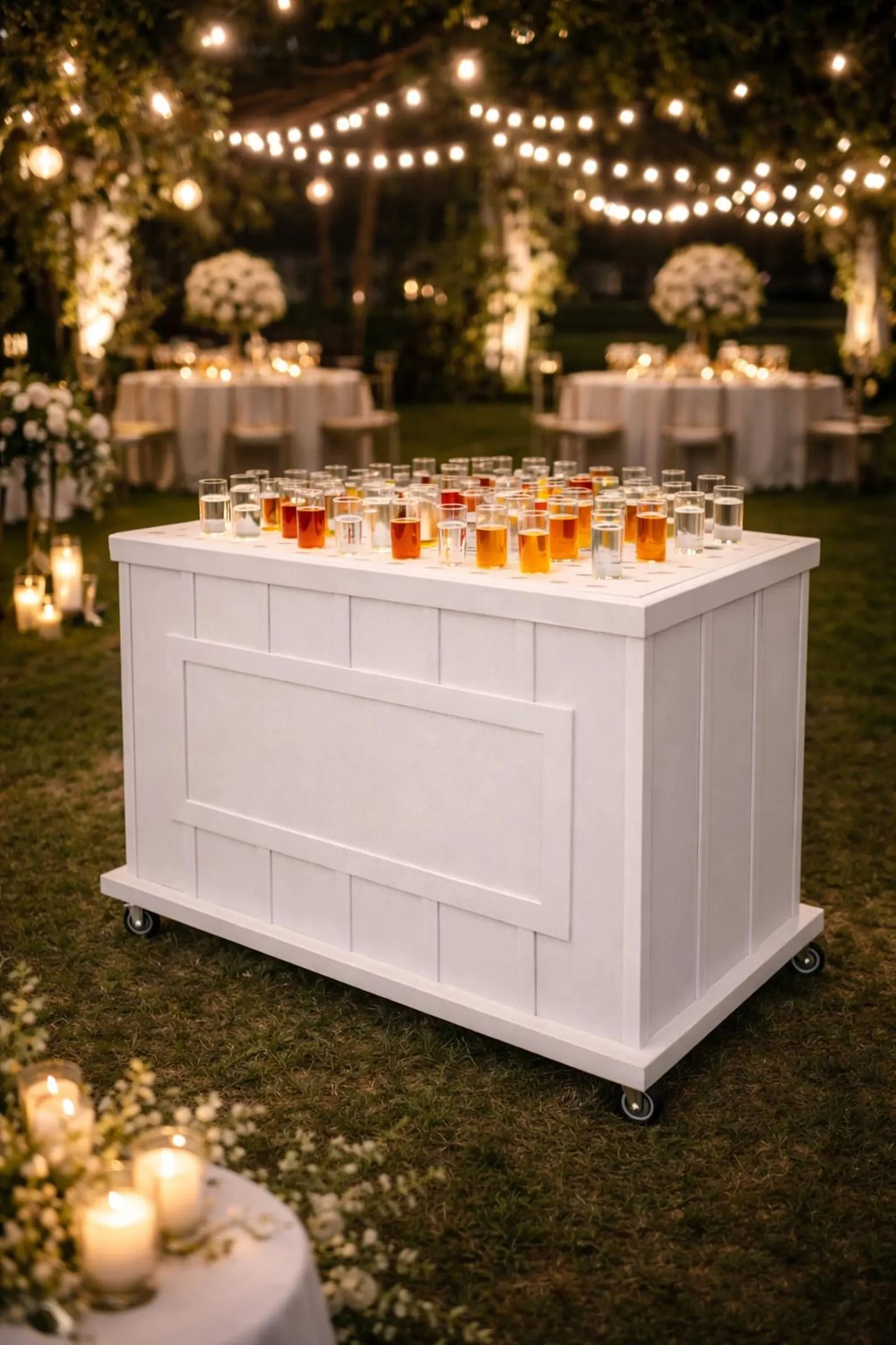 Luxury Black Shot Station with LED Sign – Mobile Shot Bar for Weddings, Corporate Events & Private Parties