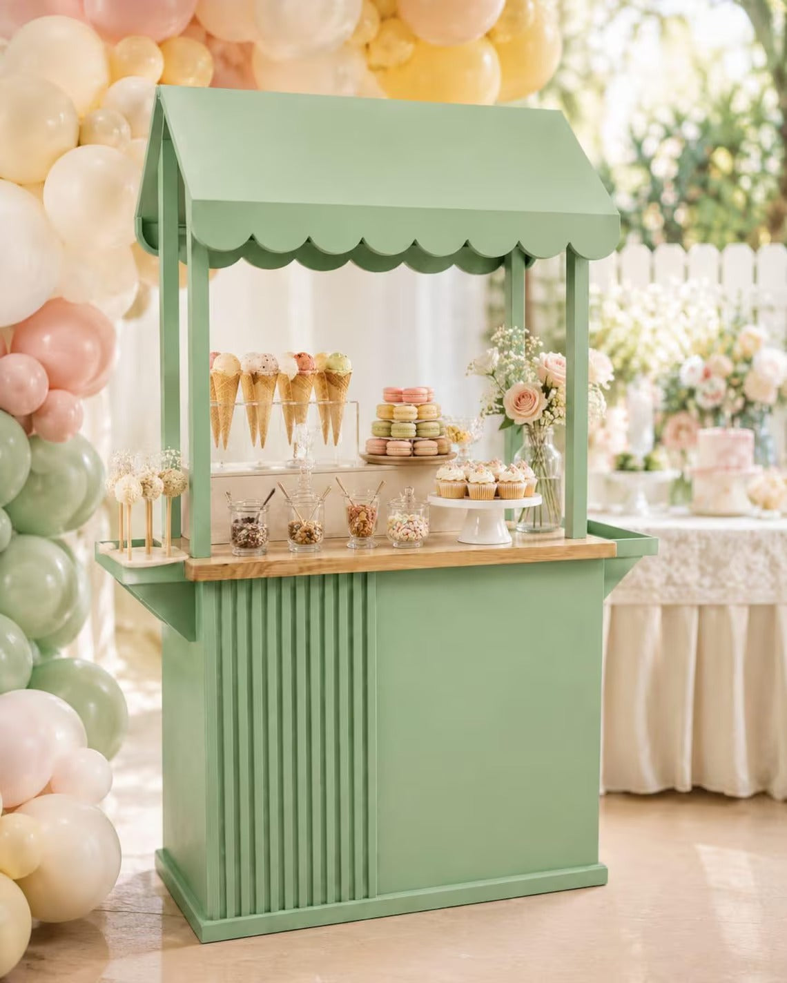 Custom Wooden Event Cart – Portable Coffee Bar, Wedding Candy Cart & Pop-Up Business Kiosk