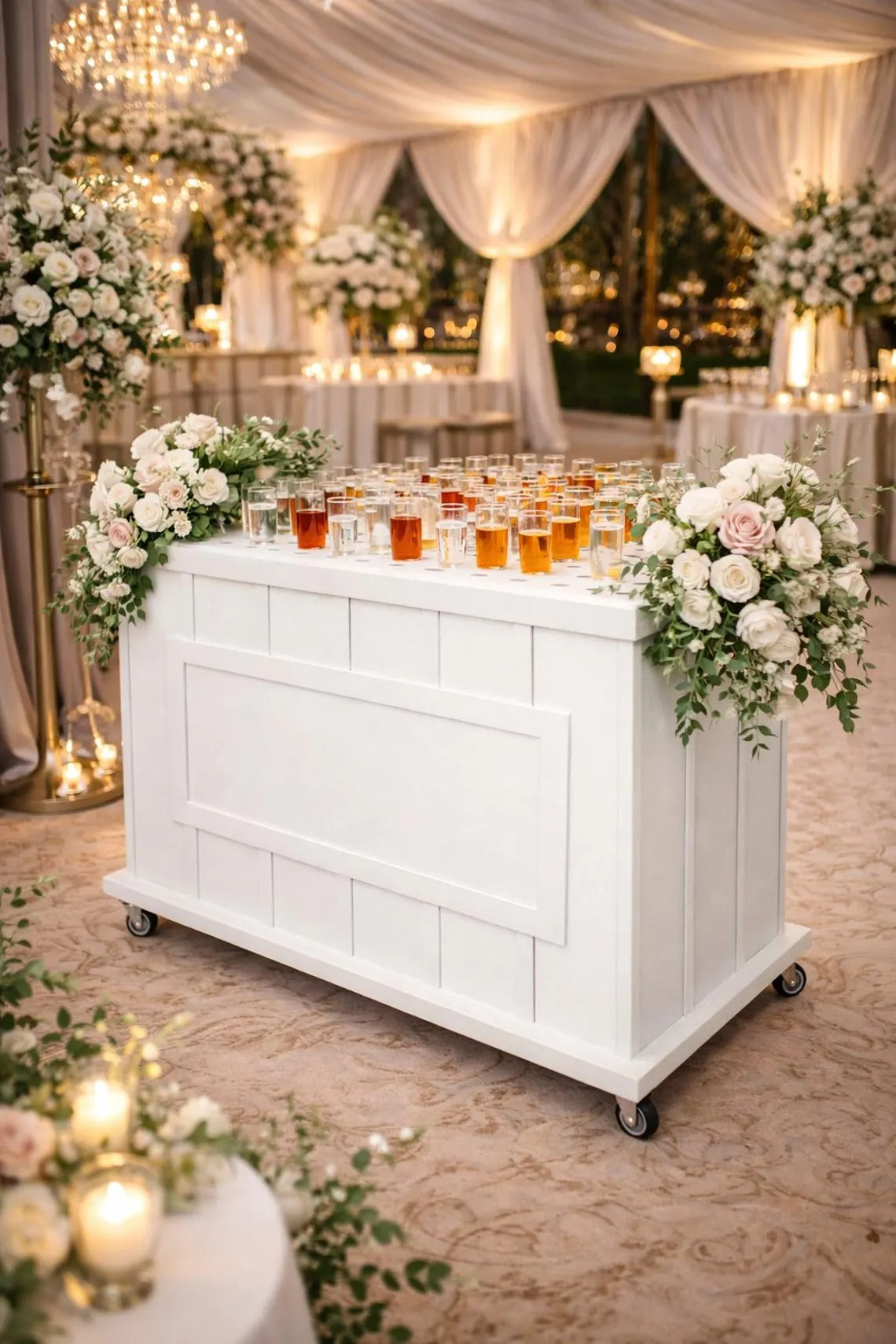 Luxury Black Shot Station with LED Sign – Mobile Shot Bar for Weddings, Corporate Events & Private Parties