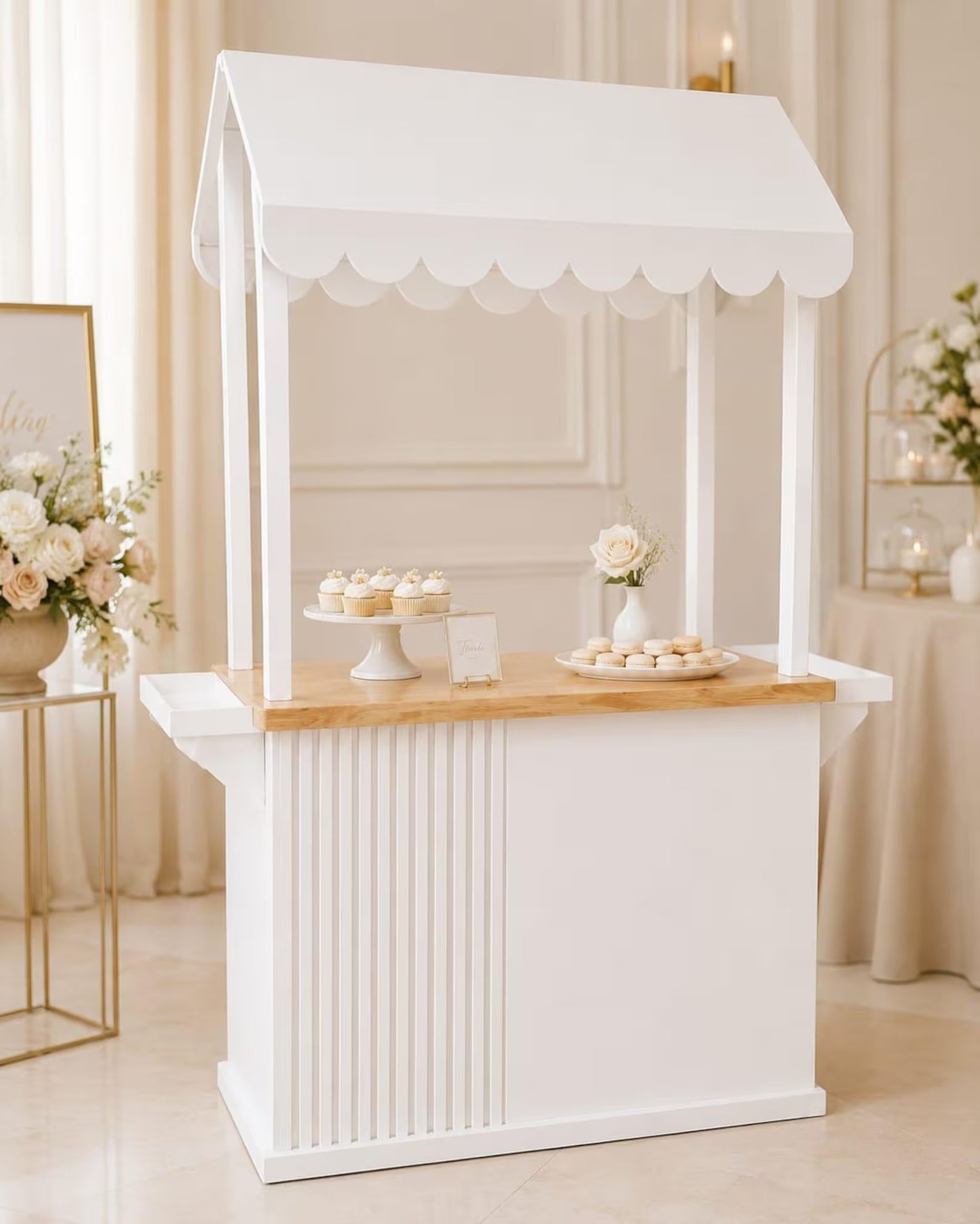 Custom Wooden Event Cart – Portable Coffee Bar, Wedding Candy Cart & Pop-Up Business Kiosk