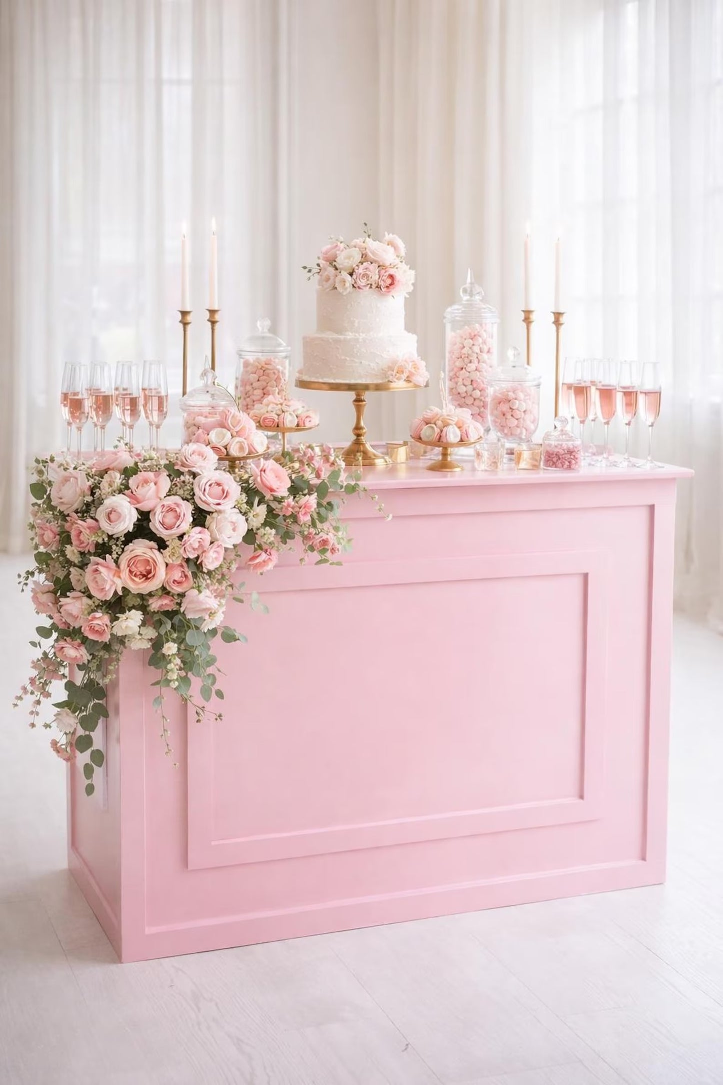 Wedding Dessert Bar Table 43”x35” Event Display Stand, Candy Cart Alternative, Baby Shower Decor, Mimosa Bar, Small Business Pop Up Booth