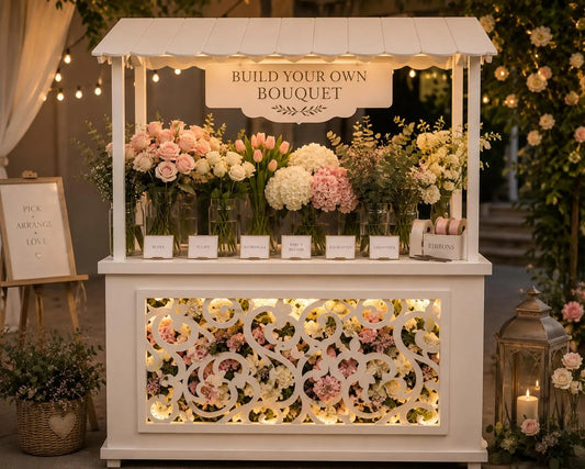 Handcrafted Wedding Candy Bar Stand, Foldable Event Kiosk with Decorative Display Window, Flower Bar Ma. de la luz Aguilar Rodriguez