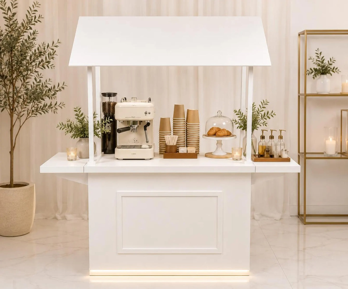 Wedding Event Cart – 74.8” Tall Luxury Coffee Cart Stand for Events, Mobile Champagne Bar, Wedding Beverage Station, Dessert Cart