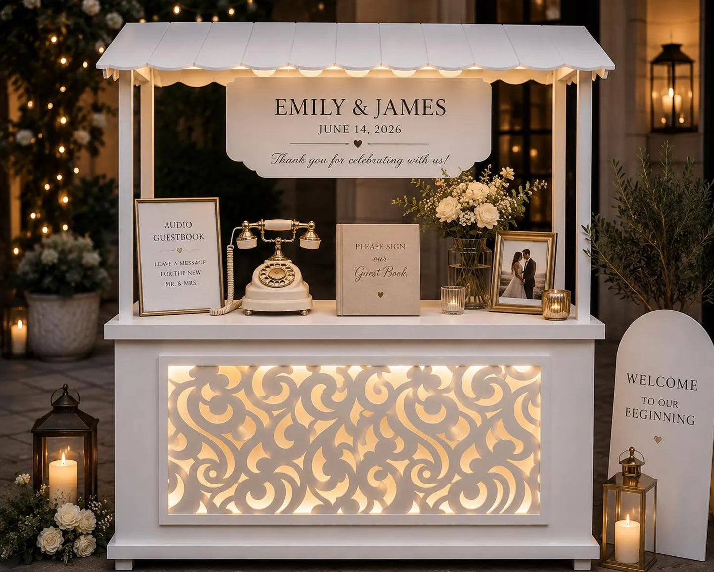 Handcrafted Wedding Candy Bar Stand, Foldable Event Kiosk with Decorative Display Window, Flower Bar Ma. de la luz Aguilar Rodriguez