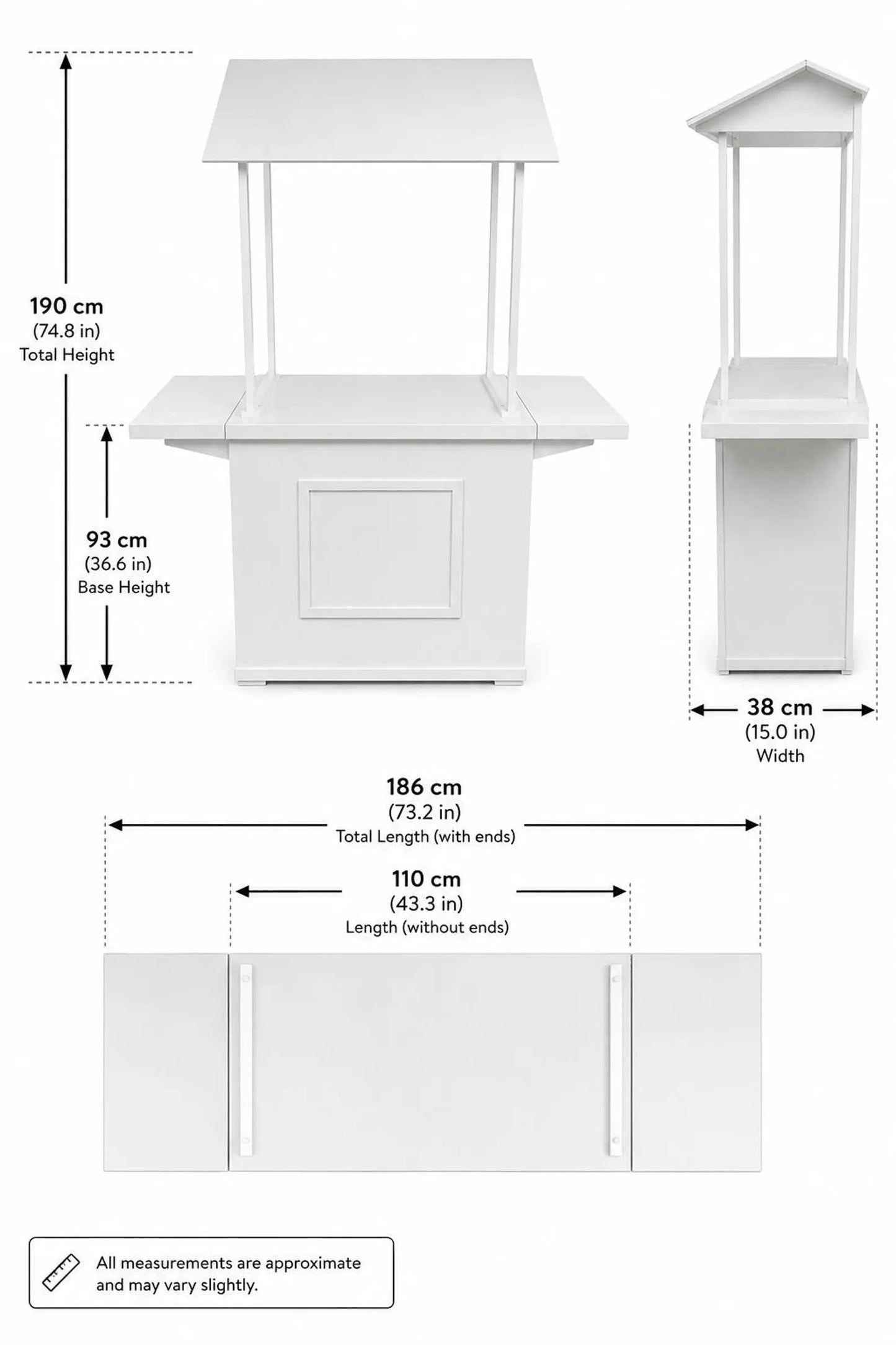 Wedding Event Cart – 74.8” Tall Luxury Coffee Cart Stand for Events, Mobile Champagne Bar, Wedding Beverage Station, Dessert Cart